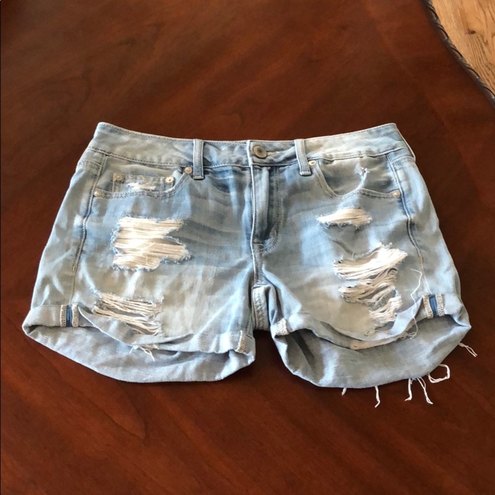 Ripped delight wash denim shorts.